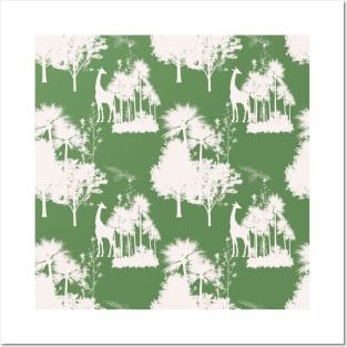 Green Backround Safari Toile Posters and Art